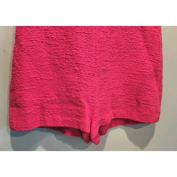 Zara Fuscia Textured Playsuit Tweed Romper V Neck Sz S - Picture 3 of 6